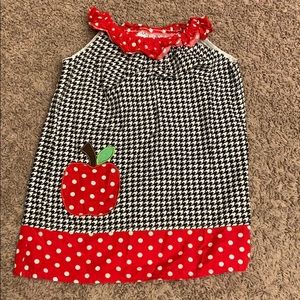 2T Southern Tots Black Houndstooth & Red apple
